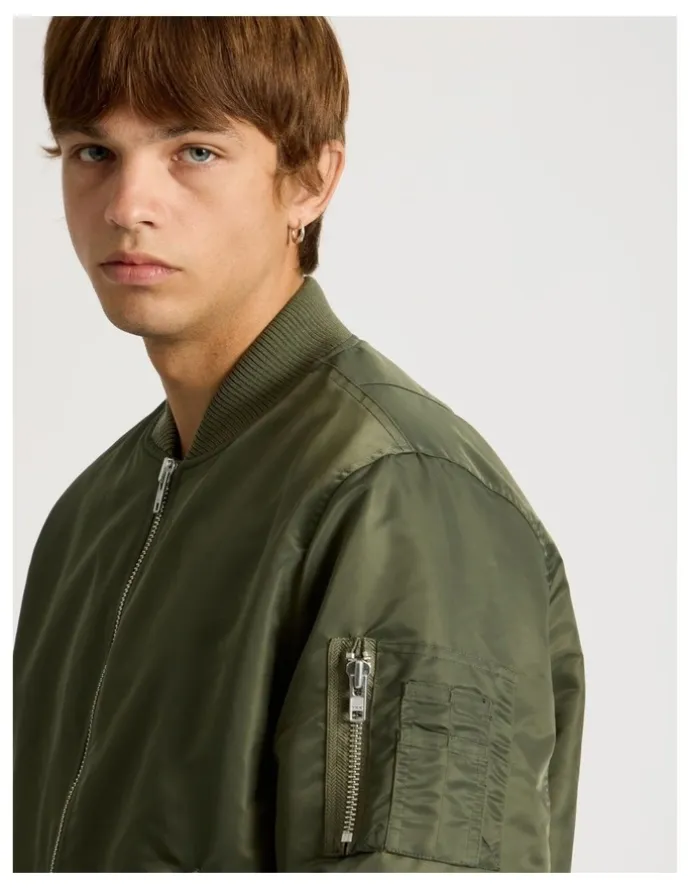 There After Nylon Bomber Jacket in Olive