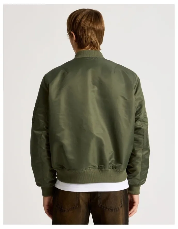 There After Nylon Bomber Jacket in Olive