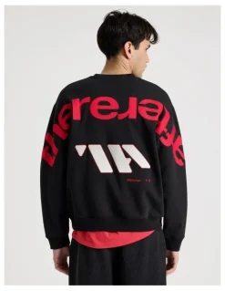 There After Oversized Applique Crew Sweat in Black