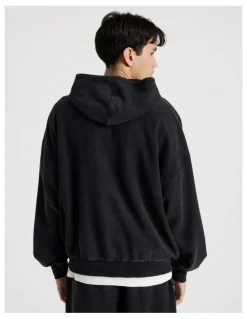 There After Oversized Terry Hooded Sweat in Black