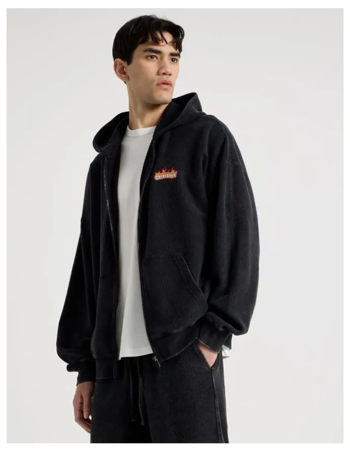 There After Oversized Terry Hooded Sweat in Black
