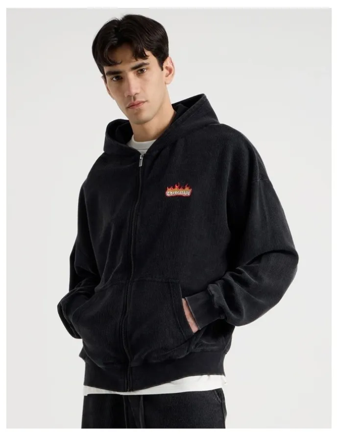 There After Oversized Terry Hooded Sweat in Black