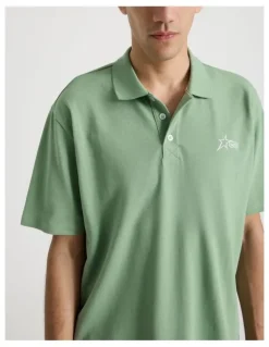 There After Plain Logo Short Sleeve Polo in Sage