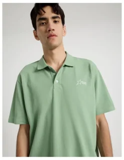 There After Plain Logo Short Sleeve Polo in Sage