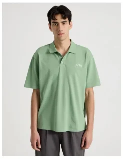 There After Plain Logo Short Sleeve Polo in Sage