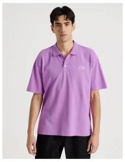 There After Plain Logo Short Sleeve Polo in Purple