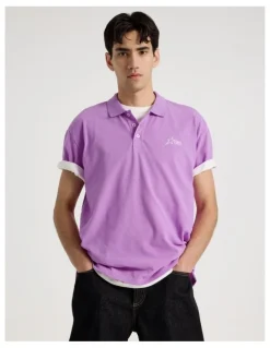 There After Plain Logo Short Sleeve Polo in Purple