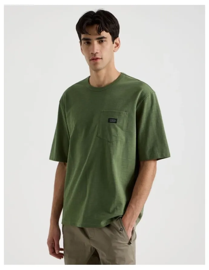 There After Pocket Slub Short Sleeve Tee in Olive