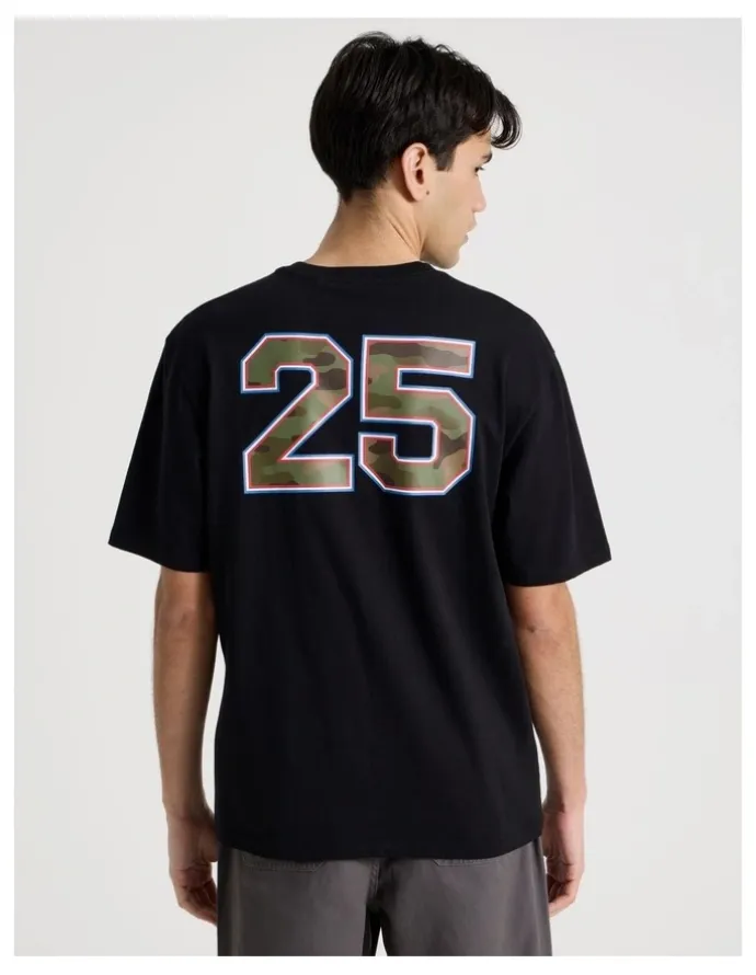 There After Retro Sport Print Short Sleeve Tee in Black