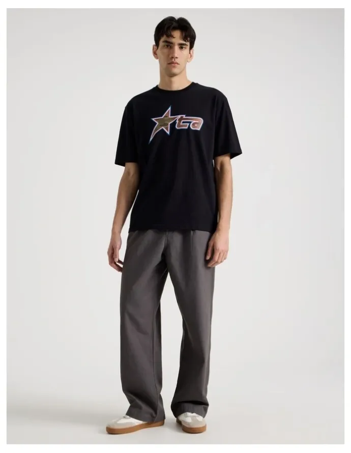 There After Retro Sport Print Short Sleeve Tee in Black