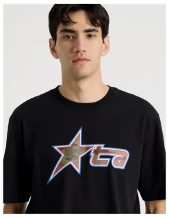 There After Retro Sport Print Short Sleeve Tee in Black