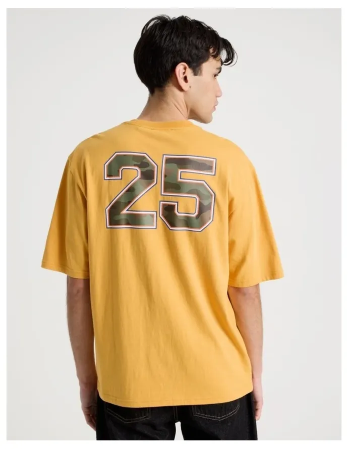 There After Retro Sport Print Short Sleeve Tee in Yellow