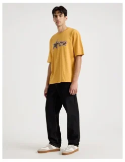 There After Retro Sport Print Short Sleeve Tee in Yellow