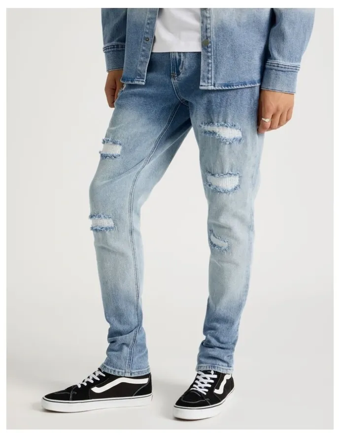 There After Rip & Repair Skinny Jeans in Blue