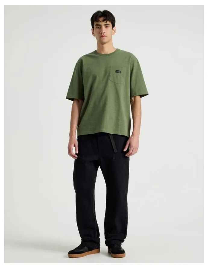 There After Straight Leg Denim Jeans with Built-In Belt in Black