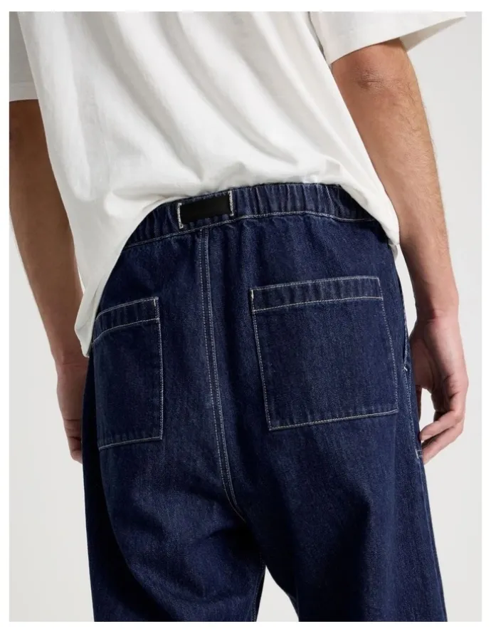 There After Straight Leg Denim Jeans with Built-In Belt in Dark Denim