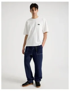There After Straight Leg Denim Jeans with Built-In Belt in Dark Denim
