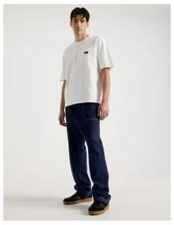 There After Straight Leg Denim Jeans with Built-In Belt in Dark Denim