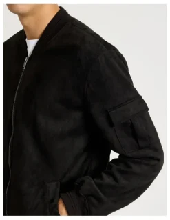 There After Sueded Bomber Jacket in Black
