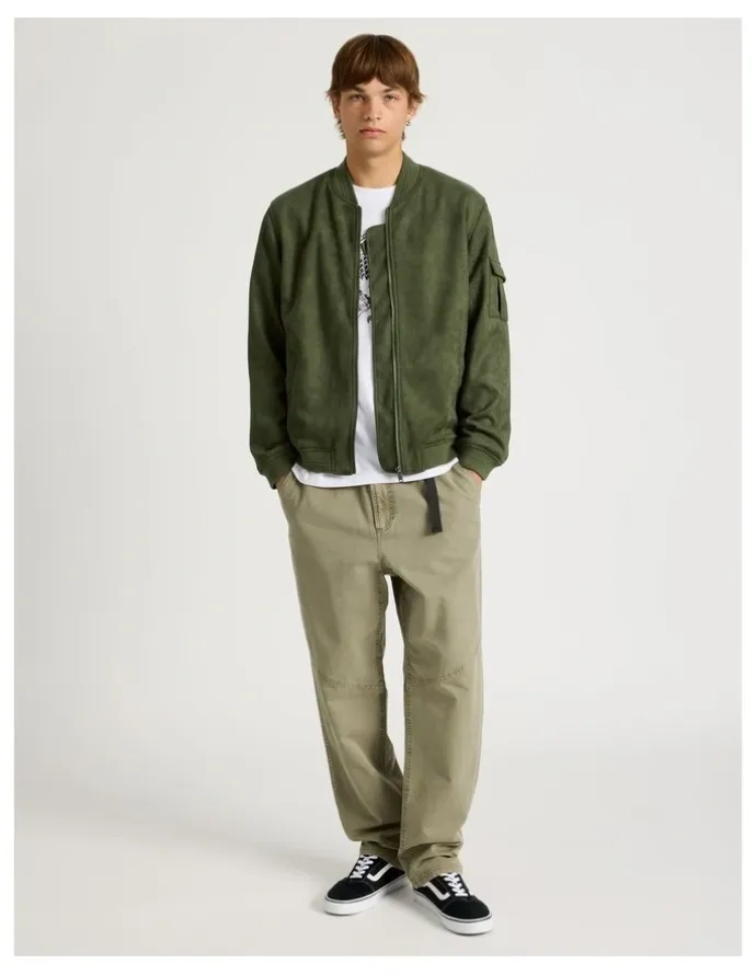There After Sueded Bomber Jacket in Green