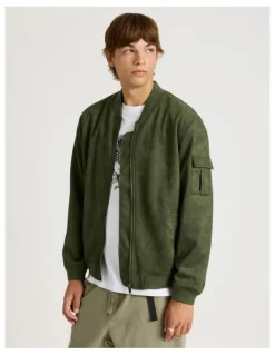 There After Sueded Bomber Jacket in Green
