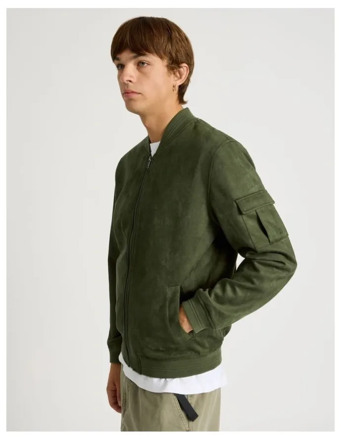 There After Sueded Bomber Jacket in Green