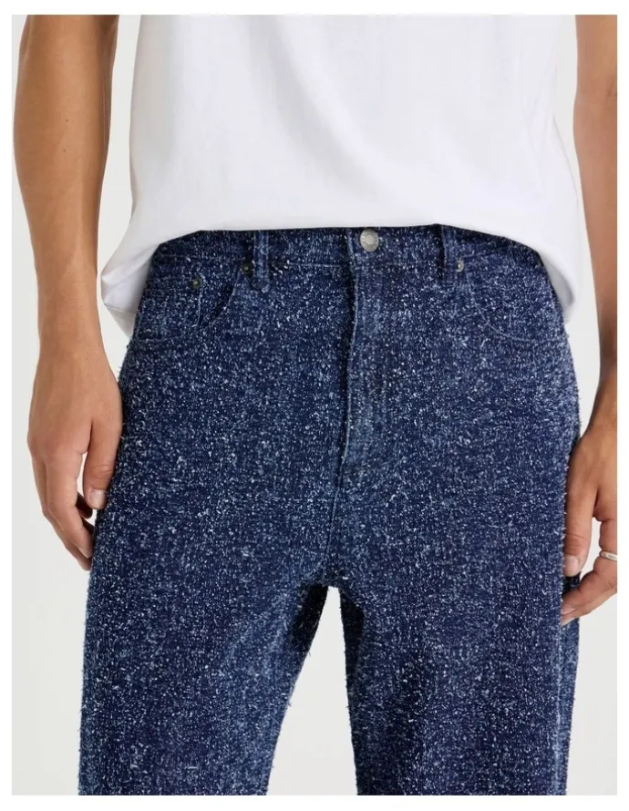 There After Textured Denim Wide Leg Jean in Blue