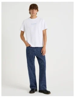 There After Textured Denim Wide Leg Jean in Blue