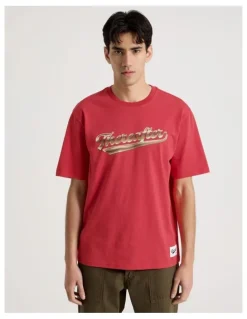 There After Varsity Logo Short Sleeve Tee in Red