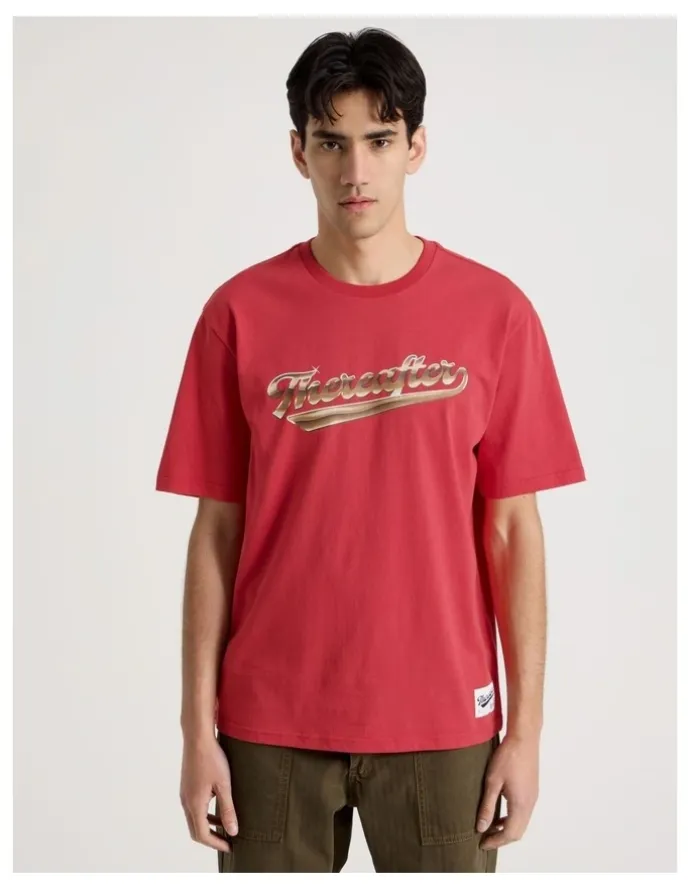 There After Varsity Logo Short Sleeve Tee in Red