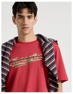 There After Varsity Logo Short Sleeve Tee in Red
