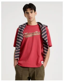 There After Varsity Logo Short Sleeve Tee in Red
