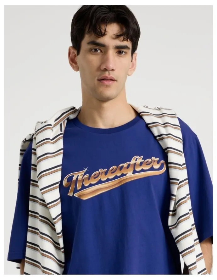 There After Varsity Logo Short Sleeve Tee in Blue