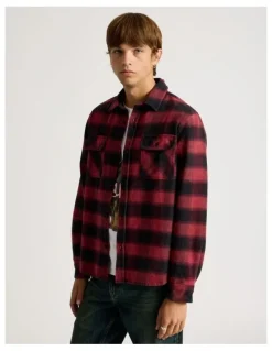 There After Vintage Long Sleeve Check Shirt in Red