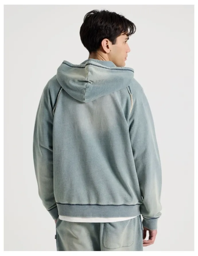 There After Washed Terry Hooded Sweat in Mid Blues