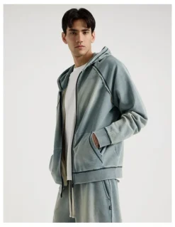 There After Washed Terry Hooded Sweat in Mid Blues