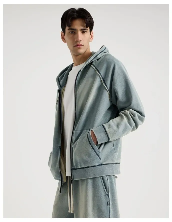 There After Washed Terry Hooded Sweat in Mid Blues