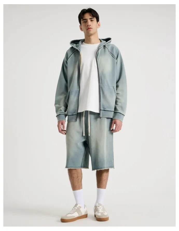 There After Washed Terry Hooded Sweat in Mid Blues