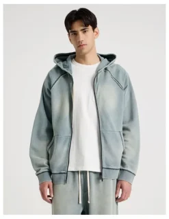 There After Washed Terry Hooded Sweat in Mid Blues