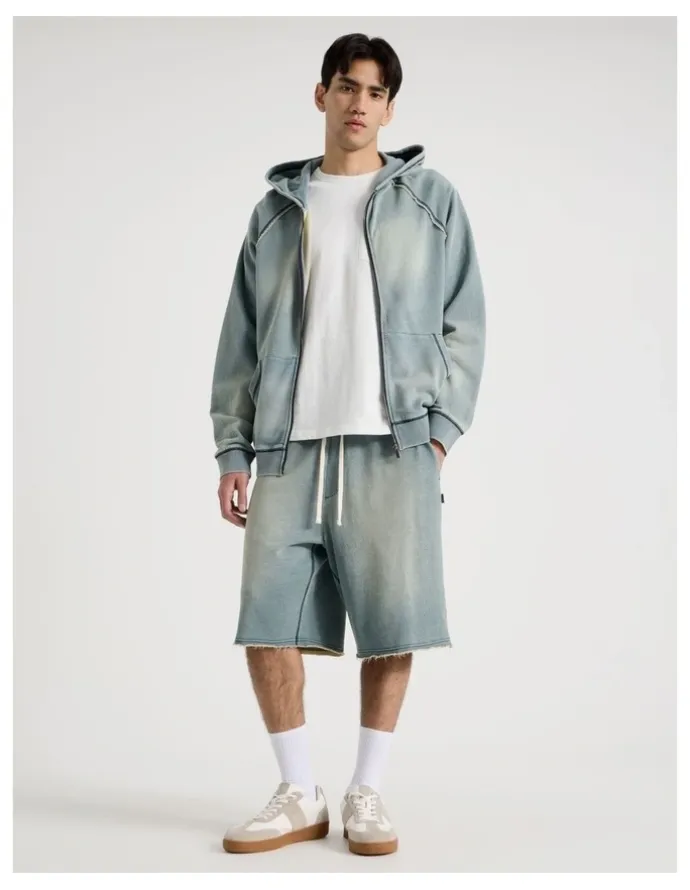 There After Wash Terry Short in Blue