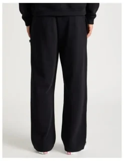 There After Wide Leg Terry Track Pants in Black