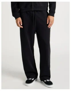 There After Wide Leg Terry Track Pants in Black