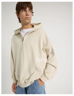 There After 1/4 Zip Hooded Sweat in Stone