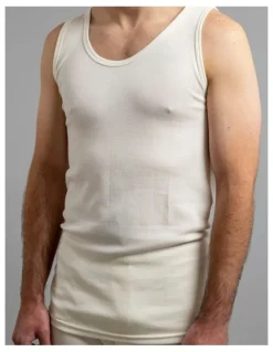 Thermo Fleece Merino Wool Blend Thermal Sleeveless Top in Beige