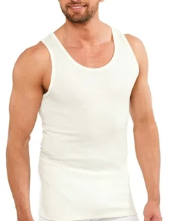 Thermo Fleece Merino Wool Blend Thermal Sleeveless Top in Beige
