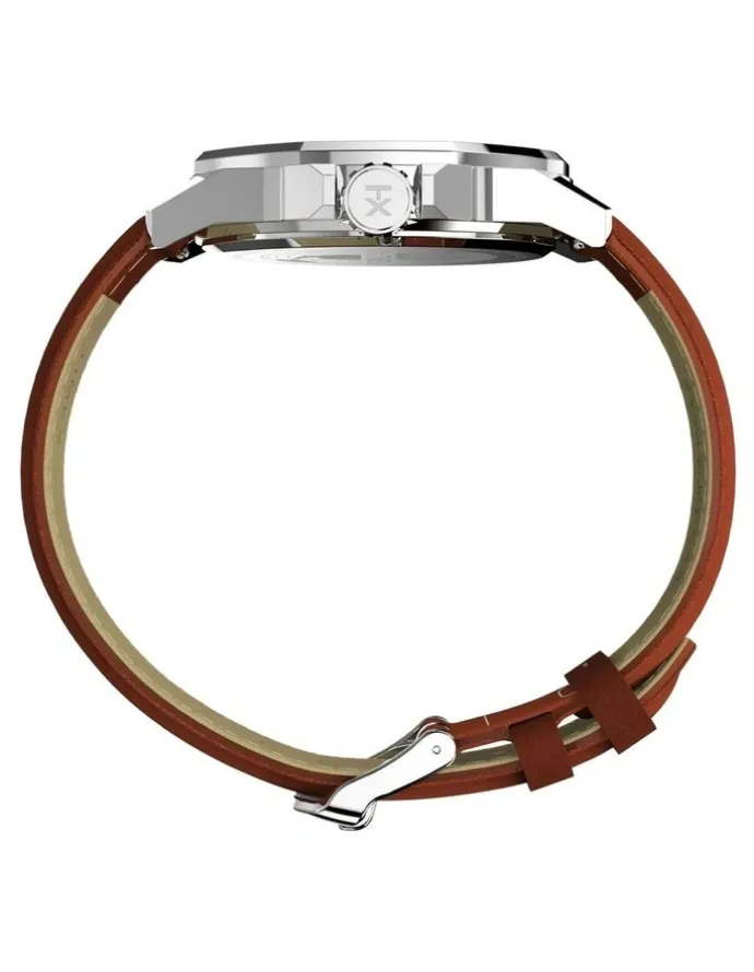 Timex Essex Day And Date Leather Strap Watch 46mm in Brown