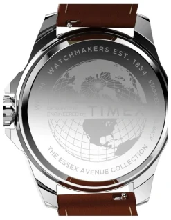 Timex Essex Day And Date Leather Strap Watch 46mm in Brown