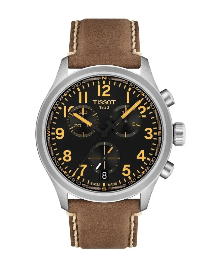 Tissot Chrono L 42mm Watch T1164171605201 in Black/Beige Leather