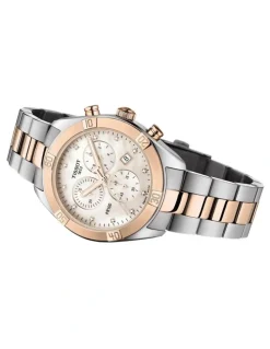 Tissot PR 100 Sport Chic Chronograph T1019172211600 Watch in Pearl Grey/Rose Gold