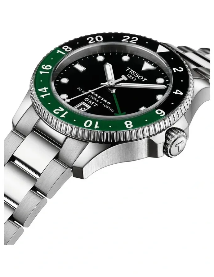 Tissot Seastar 1000 GMT T1208521105100 Watch in Black/Green